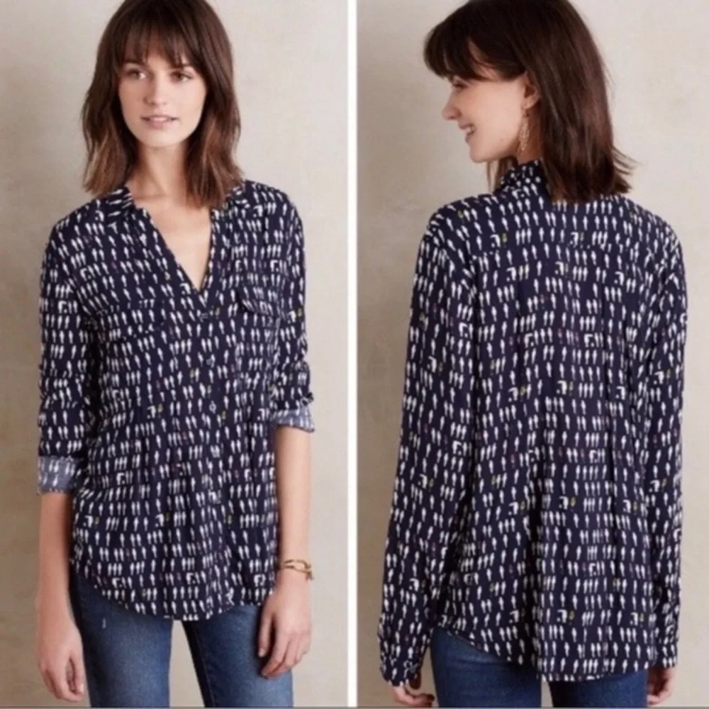 Maeve by Anthropologie Wynwood parrot button down blouse (fits like a 4) - Picture 1 of 8